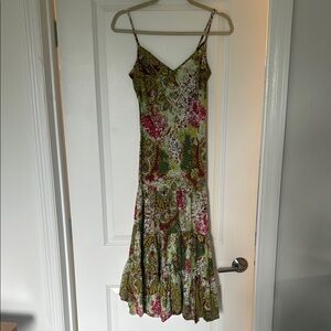 Zara Green Maxi Slip Dress Sleeveless Spaghetti Strap